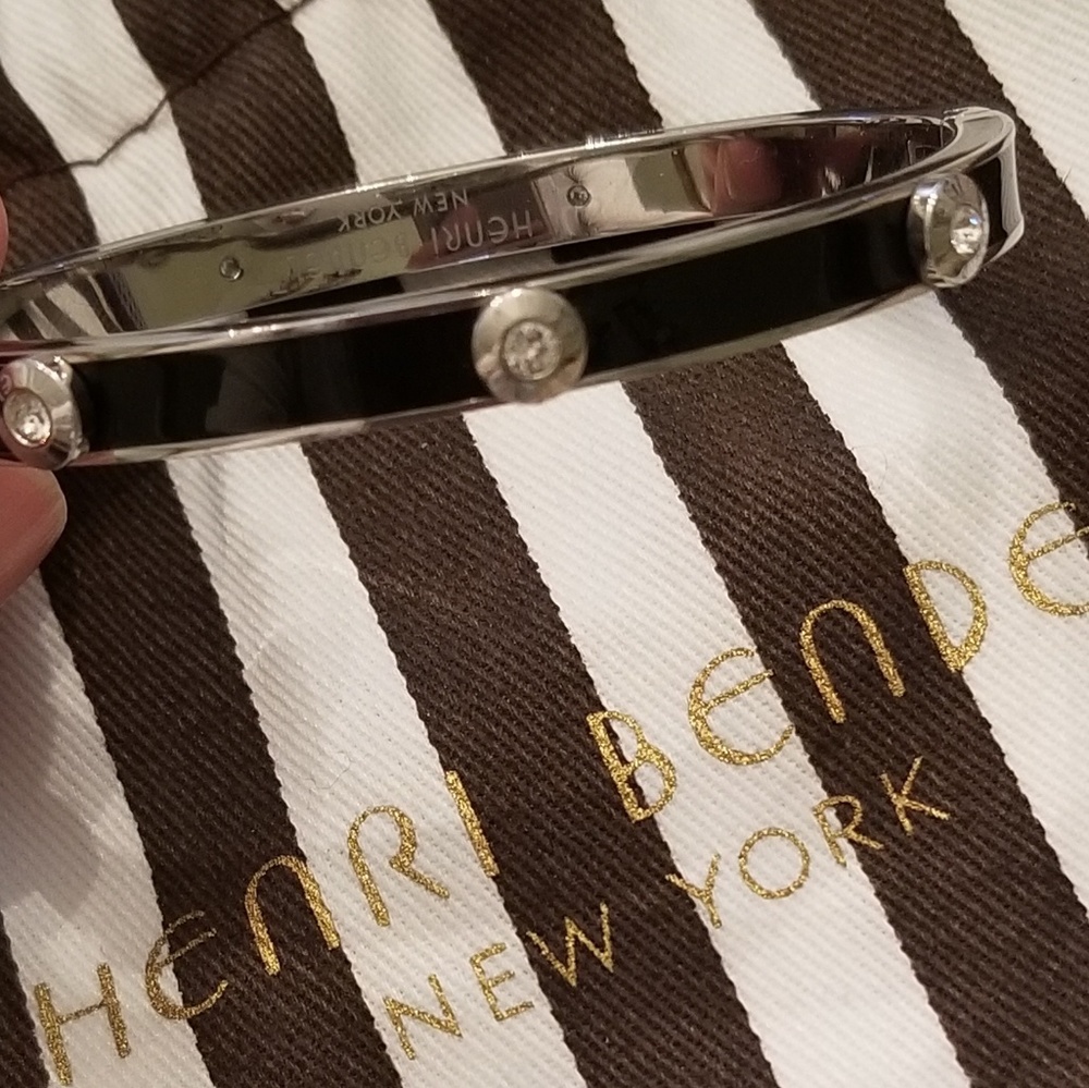 Henri Bendel Enamel Swarovski Black/Silver Bracele